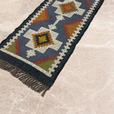 Slate Passage – Hand Woven Jute Rug in Slate Blue/White