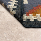 Slate Passage – Hand Woven Jute Rug in Slate Blue/White