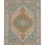 Mehrava – Hand Knotted Wool Rug in Pink/Light Blue