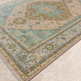 Mehrava – Hand Knotted Wool Rug in Pink/Light Blue