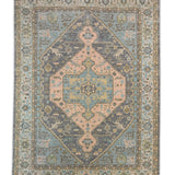 Mehraan – Hand Knotted Wool Rug in Light Blue/Pink
