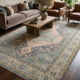 Mehraan – Hand Knotted Wool Rug in Light Blue/Pink