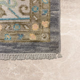 Mehraan – Hand Knotted Wool Rug in Light Blue/Pink
