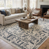 Saahir – Hand Knotted Wool Rug in Light Grey/Slate Grey