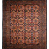 Darvak – Hand Knotted Wool Rug in Navy Blue/Golden Brown