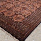 Darvak – Hand Knotted Wool Rug in Navy Blue/Golden Brown