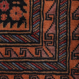 Darvak – Hand Knotted Wool Rug in Navy Blue/Golden Brown