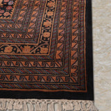 Darvak – Hand Knotted Wool Rug in Navy Blue/Golden Brown