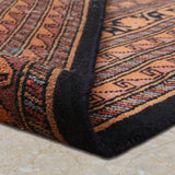 Darvak – Hand Knotted Wool Rug in Navy Blue/Golden Brown