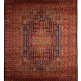 Khoran – Hand Knotted Wool Rug in Navy Blue/Rust