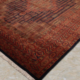 Khoran – Hand Knotted Wool Rug in Navy Blue/Rust