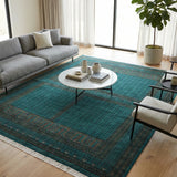 Neelkhana – Hand Knotted Wool Rug in Turquoise Blue/Black