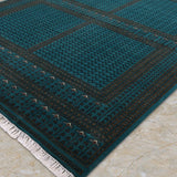 Neelkhana – Hand Knotted Wool Rug in Turquoise Blue/Black