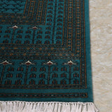 Neelkhana – Hand Knotted Wool Rug in Turquoise Blue/Black