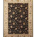 Mehergul – Hand Knotted Wool Rug in Navy Blue/Beige