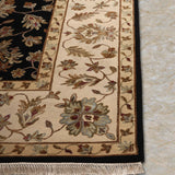 Mehergul – Hand Knotted Wool Rug in Navy Blue/Beige