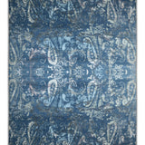 Nocturne Bloom – Hand Knotted Wool Rug in Prussian Blue/White