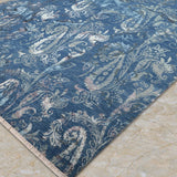 Nocturne Bloom – Hand Knotted Wool Rug in Prussian Blue/White