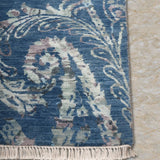 Nocturne Bloom – Hand Knotted Wool Rug in Prussian Blue/White