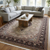 Zarmeher – Hand Knotted Wool Rug in Sage Green/Navy Blue