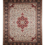 Shahrzarin – Hand Knotted Wool Rug in Cream/Brick Red