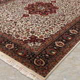 Shahrzarin – Hand Knotted Wool Rug in Cream/Brick Red