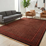 Darzaan – Hand Knotted Wool Rug in Navy Blue/Mushroom Brown