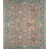 Neelzohra – Hand Knotted Wool Rug in Slate Grey/Turquoise Blue
