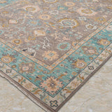 Neelzohra – Hand Knotted Wool Rug in Slate Grey/Turquoise Blue