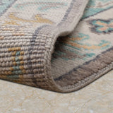 Neelzohra – Hand Knotted Wool Rug in Slate Grey/Turquoise Blue