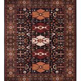 Zardaan – Hand Knotted Wool Rug in Navy Blue/Rust