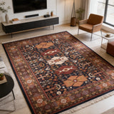 Zardaan – Hand Knotted Wool Rug in Navy Blue/Rust
