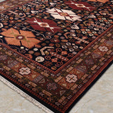 Zardaan – Hand Knotted Wool Rug in Navy Blue/Rust