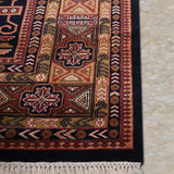 Zardaan – Hand Knotted Wool Rug in Navy Blue/Rust