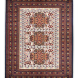 Mehriz – Hand Knotted Wool Rug in Cream/Rust