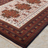 Mehriz – Hand Knotted Wool Rug in Cream/Rust