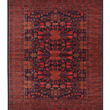 Zorayan – Hand Knotted Wool Rug in Ink Blue/Orange Rust