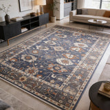 Neelvira – Hand Knotted Wool Rug in Denim Blue/Slate Grey