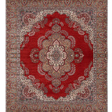 Surkhmahal – Hand Knotted Wool Rug in Crimson Red/Ivory