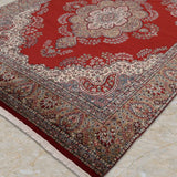 Surkhmahal – Hand Knotted Wool Rug in Crimson Red/Ivory