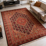 Bahrami – Hand Knotted Wool Rug in Navy Blue/Maroon