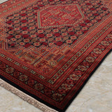 Bahrami – Hand Knotted Wool Rug in Navy Blue/Maroon