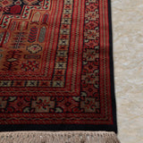 Bahrami – Hand Knotted Wool Rug in Navy Blue/Maroon