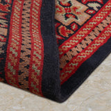 Bahrami – Hand Knotted Wool Rug in Navy Blue/Maroon
