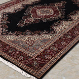 Shahnaz – Hand Knotted Wool Rug in Navy Blue/Crimson Red