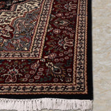 Shahnaz – Hand Knotted Wool Rug in Navy Blue/Crimson Red