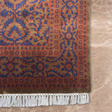 Yamuna - Hand Knotted Wool Rug in Rust Brown/Royal Blue