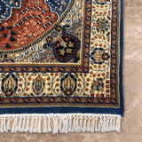 Naureen - Hand Knotted Wool Rug in Cobalt Blue/Rust Red