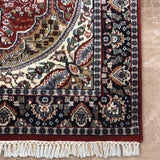 Suhaila - Hand Knotted Wool Rug in Crimson Red/Midnight Blue