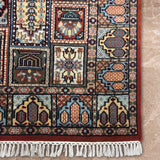 Shatranj - Hand Knotted Wool Rug in Rust Red/Pale Blue